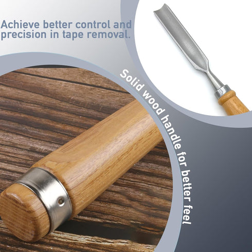 Golf Grip Tape Stripper Remover Tool with Chrome Vanadium Steel and Wooden Handle