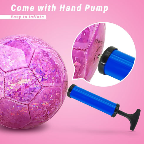 Size 4 Glitter Pink Soccer Ball for Kids Aged 4-12, Outdoor Sports Training Ball for Recreation and Birthday