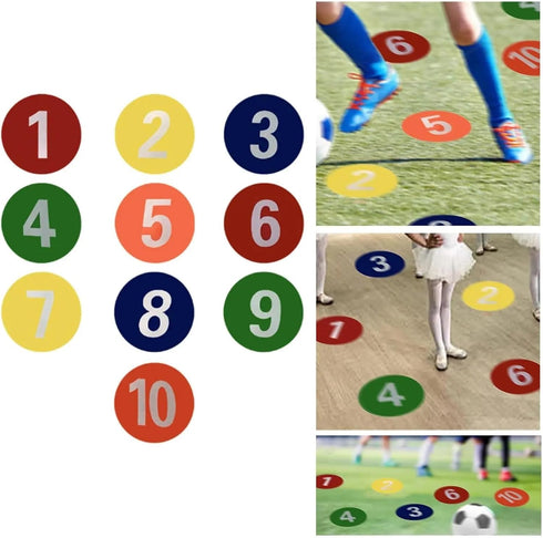 KaiYeA 10pcs Spot Markers Numbered Floor Dots Markers Flat Disc Markers Speed Agility Skill Training Mat Landmark Mat