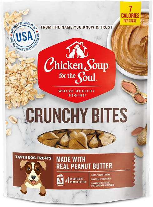 Chicken Soup for the Soul Pet Food, Crunchy Bites Dog Treats - Chicken, Peanut Butter, Soy Free, No Preservatives