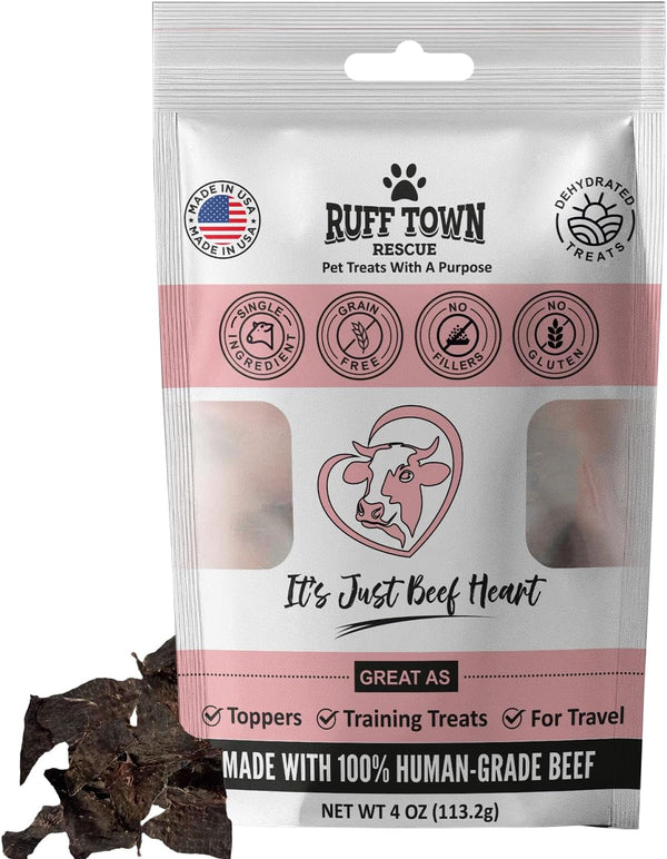 Ruff Town Dog Treats - Human Grade Beef Heart | Dehydrated Single