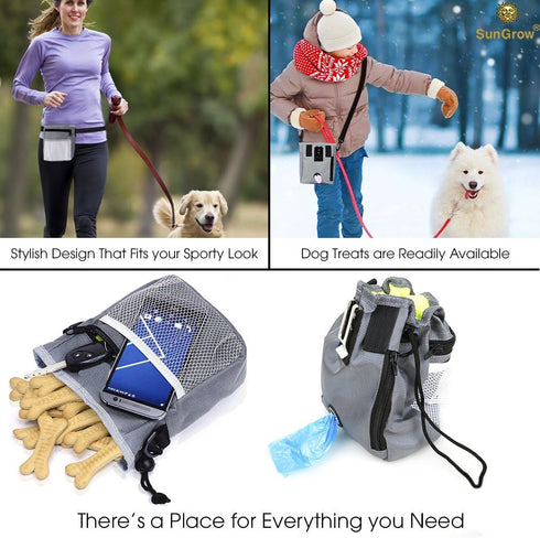 SunGrow Dog, Ferret & Parrot Training Pouch, Weather-Proof Treat Bag with Adjustable Shoulder Strap and Waist Belt