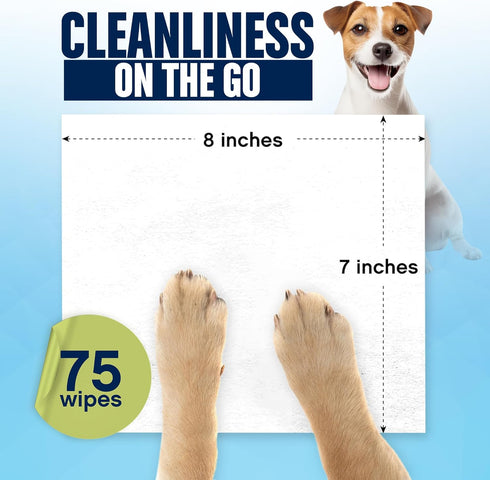 Dog Grooming Wipes - 75 Fragrance-Free Cleaning Wipes for Dogs & Puppies, Safe & Gentle, Alcohol-Free Pet Care