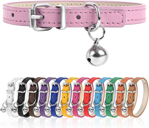 XS Dog Collar for Teacup, Adjustable 3/8 inch Width Collar for Small Medium Large Dogs, Pink, XS.