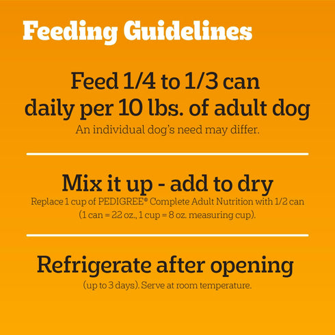 22 oz. 12 Count Pedigree Chopped Ground Dinner Adult Soft Wet Dog Food with Beef, Canned Dog Food, Cans
