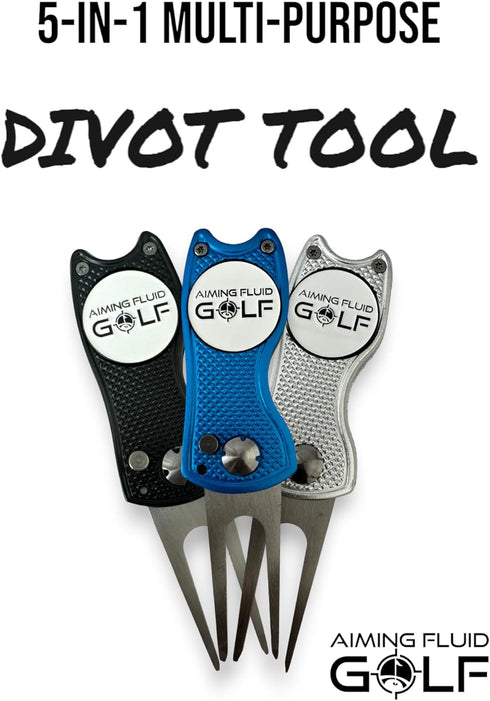 Premium 5-in-1 Golf Divot Repair Tool and Ball Marker, Switchblade Design, Golf Gift