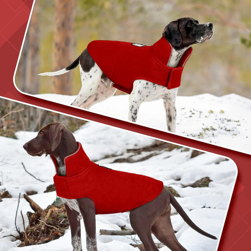 DENTRUN Reversible Dog Coat - Windproof Polar Fleece Vest with Reflective Neck Strips, Easy-On Jacket for Small Dogs