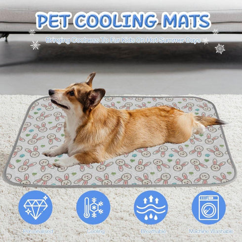imiBBWQu Summer 27" 22" Cooling Dog Bed Cute Easter Bunny Pet Ventilation Mat Washable Dog Cooling Mat Pad Pet Bed