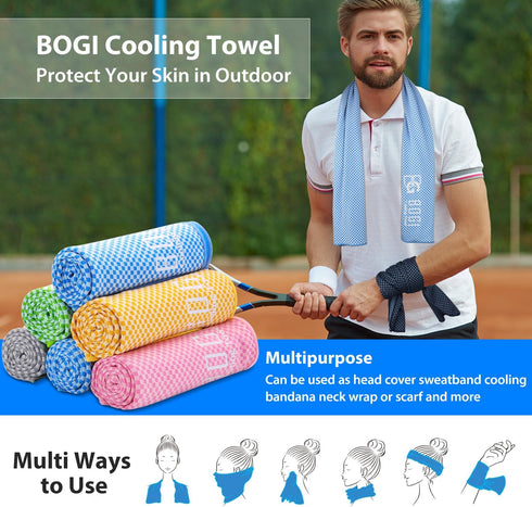 BOGI Cooling Towels for Neck and Face, Soft Breathable Cool Towel for Instant Cooling Stay Cool for Yoga, Sport, Gym