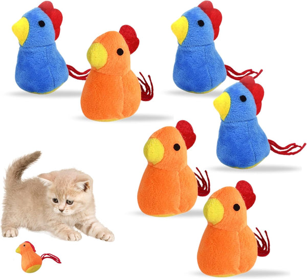 FF UNION Catnip Cat Toy, 6 Pack Chicken Bird Interactive Chew Kicker Toys, cat