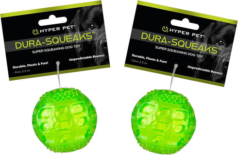 Hyper Pet DuraSqueak Dog Ball Toy - Interactive, Floats, Squeaks, for Fetching, Alternative to Traditional Tennis Balls