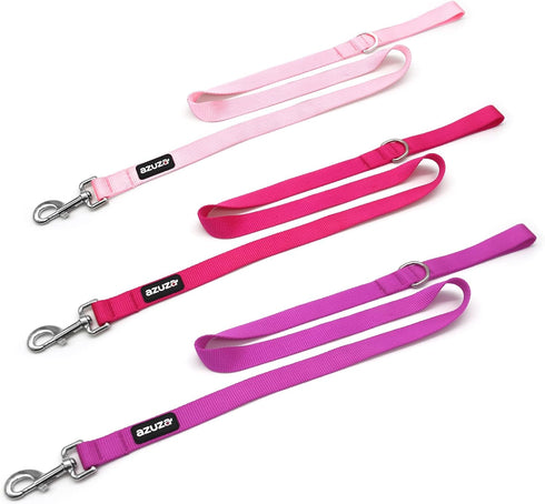 azuza 3 Pack Nylon Dog Leashes, Strong & Durable Basic Style Leash with Easy to Use Collar Hook for Puppy Small Dogs,