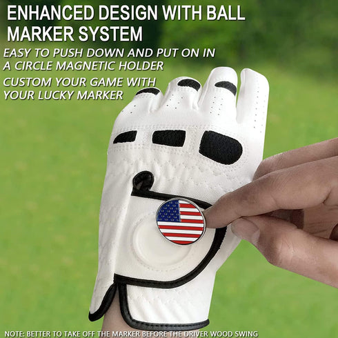3 Pack ML 3XL Amy Sport Golf Gloves Men Left Hand Right Handed Golfer with Ball Marker Soft Leather Weathersof Grip