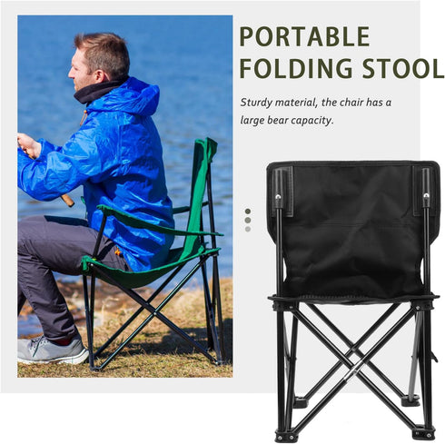 Alasum Portable Folding Outdoor Chair with Carry Bag, Small Gray Stripe Camping and Fishing Seat, Lightweight Portable