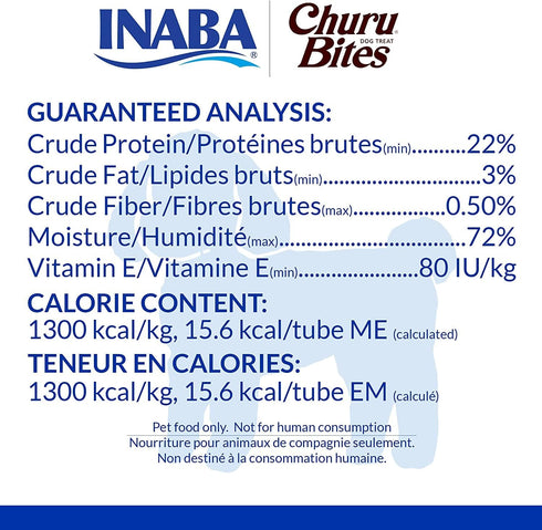 0.42 24 INABA Churu Bites for Dogs, Grain-Free, Soft/Chewy Baked Chicken Wrapped Churu Filled Dog Treats, Ounces Each