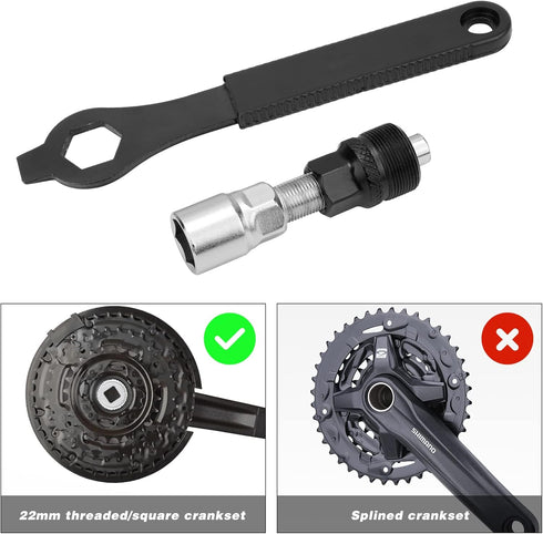 Oumers Bike Crank Puller Tool Set, Bike Bottom Bracket Remover with 17mm, 16mm, 15mm Spanner Wrench