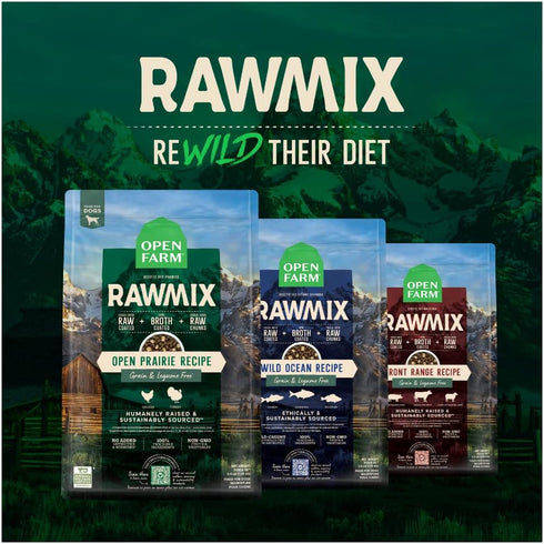 Open Farm RawMix Grain-Free Front Range Recipe for Dogs, Includes Kibble, Bone Broth, and Freeze Dried Raw, 3.5 lb