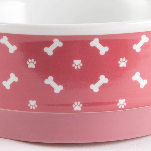 Bone Dry Ceramic Pet Bowls, Microwave & Dishwasher Safe Non-Slip Bottom for Secure Feeding with Less Mess, Medium Bowl Set, 6x2, Rose, 2 Count