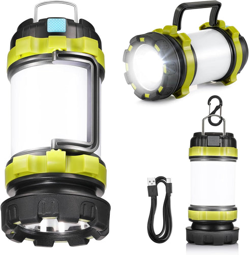 LED Camping Lantern Flashlight Rechargeable, Consciot Portable Torch with 6 Light Modes, 3600mAh Power Bank, IPX4