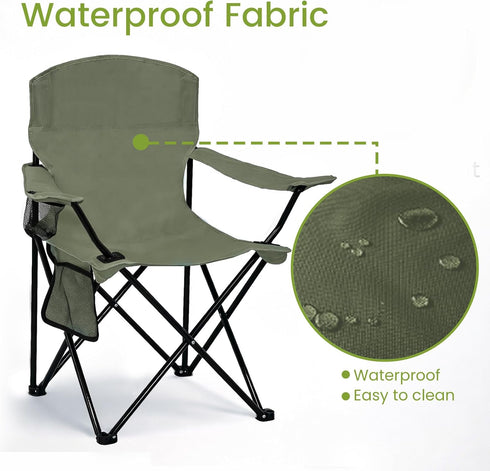 2 Pack 300lbs Folding Camping Chair with Cup Holder & Side Storage Bag Capacity Lightweight High Back Portable