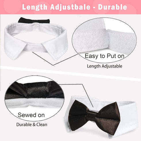 KOOLMOX Dog Bow Tie, Handcrafted Black Dog Bowtie with 21'' Adjustable Collar for Large Dogs Wedding Attire