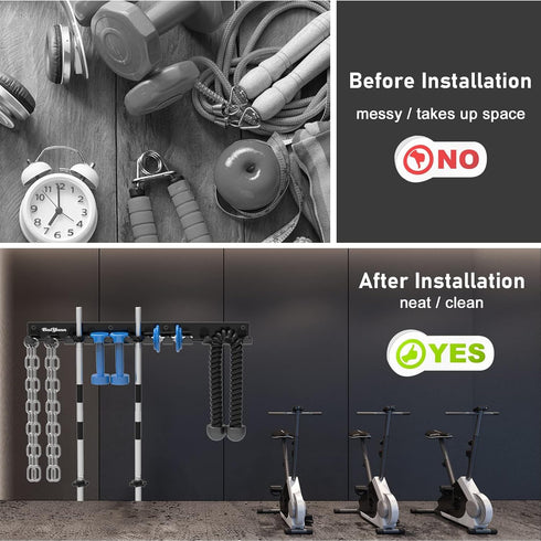 Home Gym Storage Rack, Multi-Purpose Heavy Duty Wall Mount Barbell Rack for Gym Equipment