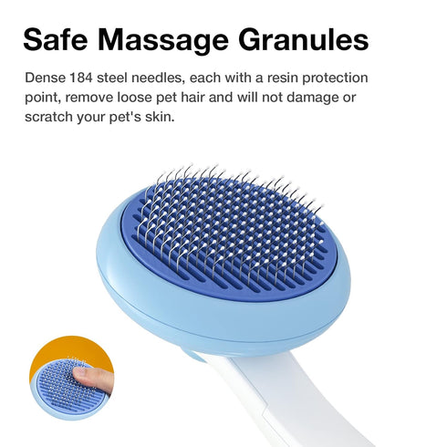 Cat Grooming Brush for Shedding, Self Cleaning Slicker Brush for Cats & Dogs, Easily Removes Tangles and Loose Hair