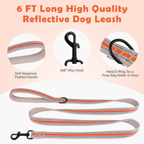 Martingale Collar for Dogs, Soft Neoprene Padded Reflective Collar and Leash Set, Safety Buckle Nylon for Puppy