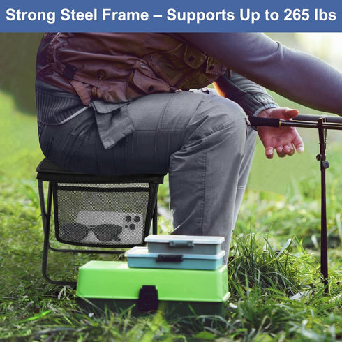 ChicRange Backpacking Portable Folding Camp Stool with Side Pocket, Lightweight Foldable Camping Stool for Adults