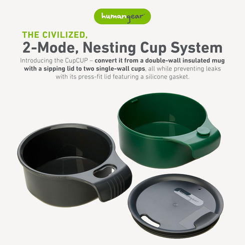 humangear cupCUP | Nesting Cup Mess Kit | Camping Gear with Secure Lid | Made with FDA-Food Safe Material by humangear