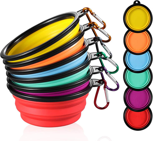 ME.FAN Collapsible Dog Bowl, Portable Silicone Travel Bowl (12oz) with Carabiners for Pet Food and Water