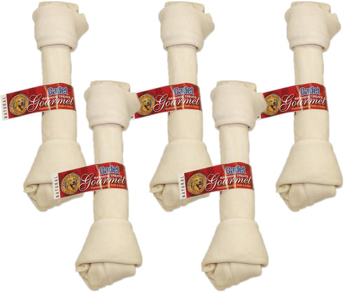 Cadet 5 Pack of Natural Rawhide Knotted Bones for Dogs, 10 to 11 Inch