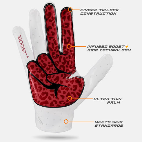 6.0 Grip Boost Football Gloves - Peace Stealth Boost Plus Sticky Technology - Adult and Youth Football Gloves for Wide