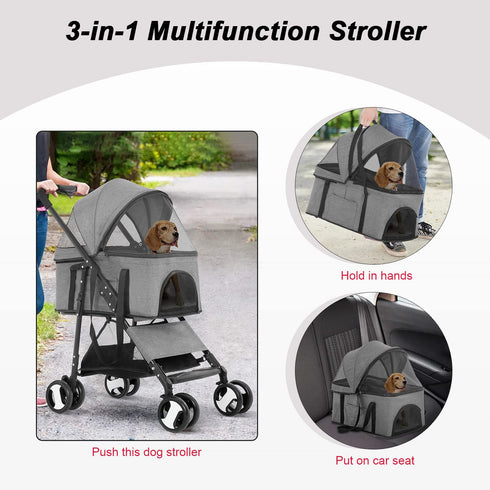 3-in-1 BestPet Pet Stroller Premium Multifunction Dog Cat Jogger Stroller for Medium Small Dogs Cats with Folding