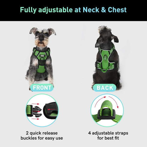 TwoEar Dog Harness, Adjustable Soft Padded Vest, No Pull Reflective Front Clip, Easy Control Handle for Small Medium