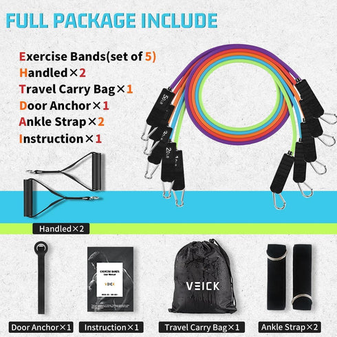 VEICK Resistance Bands, Exercise Bands for Men and Women, Workout Bands with Handles for Fitness at Home