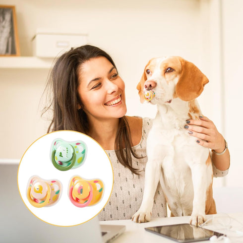 PEUTIER 3pcs (3 Dog Pacifiers, Silicone Puppy Kitten Calming Pacifier Cute Dog Pacifier Chew Toy Pacifier Dog Toy