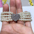Dog Pearls Necklace Jewelry - Bling Dog Wedding Collar for Small Dogs with Rhinestone Heart Charm, White Heart