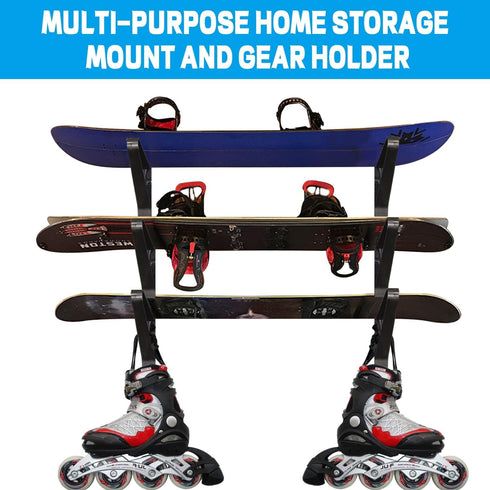 Snowboard Wall Mount Display Rack, Adjustable Storage Layers for Home and Garage Ski Board Storage