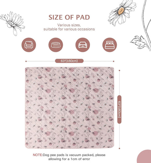 IEUUMLER 1 Pack Pack EU007 63"X63"-1pcs) Washable Pee Pads for Dogs, Non-Slip & Waterproof Whelping Pad, Reusable