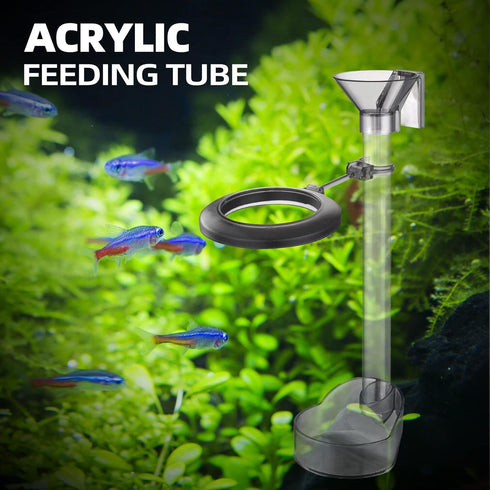 UPETTOOLS Shrimp Feeding Dish Set, Clear Durable Fish Feeder Tube Kit with Cleaning Brush for Fish Tank