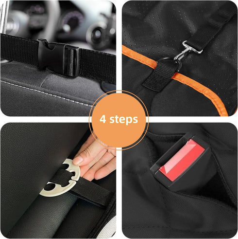 Mlivrom Scratchproof Dog Car Seat Cover For Back Seat, Waterproof Back Seat Pet Cover For Dogs With Mesh Window,Storage