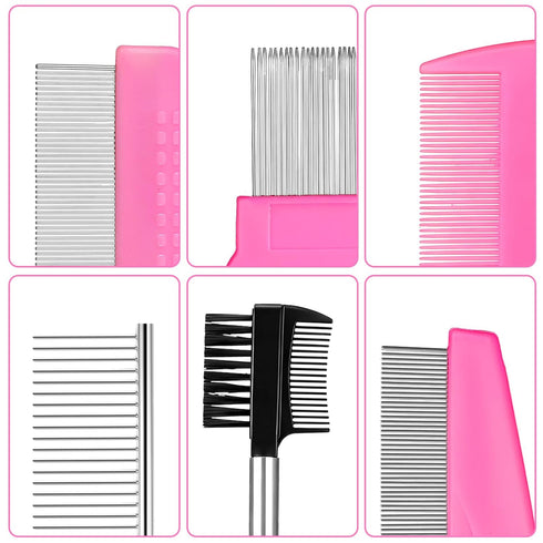 Gsbnjuy 6 Pcs Pets Grooming Comb Kit for Small Dogs Tear Stain Remover Comb Dog Face Combs for Eye Cleaning Gentle