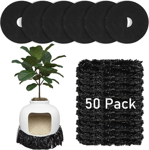 Eaasty 50 Pack Disposable Cat Litter Box Liners with 6 Carbon Filters