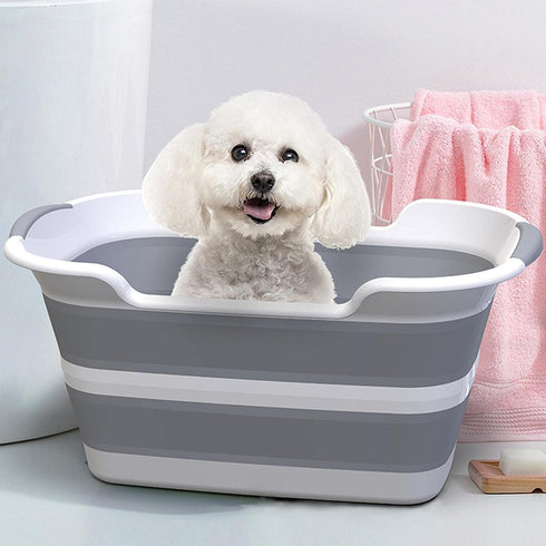 LOUYENOUS 23.6x11in Pet Bath Tub - Foldable Bath Tub, Laundry Tub | High Quelity Pet Bathing Basin, Portable Bathing