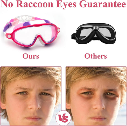 Goggles for Kids 3-12 - Anti Fog Swimming Goggles, Youth Mask with Nose Cover, UV Protection, 2 Pack