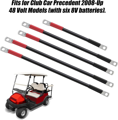 Roykaw Upgraded Golf Cart Battery Cables Kit, 48V Club Car Precedent, Copper Wire, 4 Gauge, 5PCS