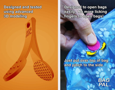 Pack Dog Poop Bag Opener and Grocery Produce Bag Opener - Two - Easily Open Slippery Bags Works With Gloves