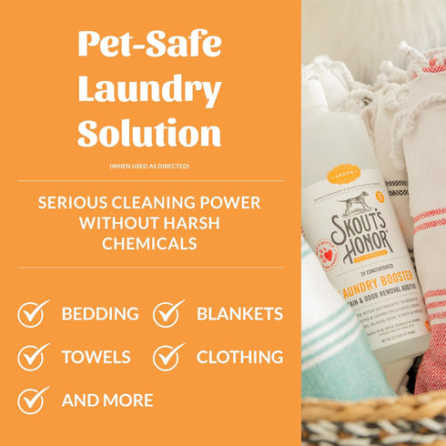 32 oz Skout's Honor Laundry Booster Stain & Odor Removal Additive - Plant-Powered Formula for Pet Bedding, Clothing