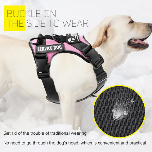 Demigreat Service Dog Harness, Reflective Vest with 5 PCS Patches, Adjustable Soft Oxford Harness for Easy Control